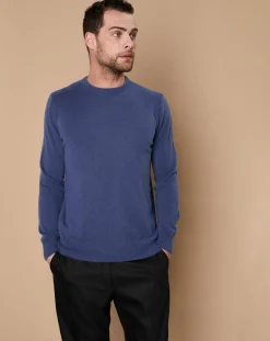 Hot Oscar et Louise Pull 100% Cachemire 4 fils Harry col rond bleu denim
