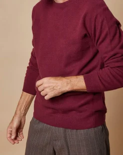 New Oscar et Louise Pull 100% Cachemire 4 fils Harry col rond bordeaux