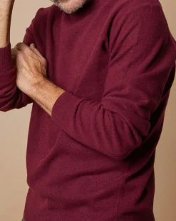 New Oscar et Louise Pull 100% Cachemire 4 fils Harry col rond bordeaux