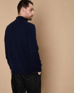 Best Oscar et Louise Pull 100% Cachemire 4 fils John col camionneur bleu marine/gris