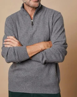 Online Oscar et Louise Pull 100% Cachemire 4 fils John col camionneur gris anthracite/marine
