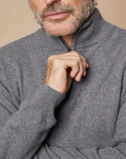 Online Oscar et Louise Pull 100% Cachemire 4 fils John col camionneur gris anthracite/marine