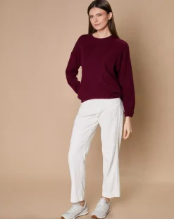 Clearance Oscar et Louise Pull 100% Cachemire 4 fils Ophélie col rond bordeaux