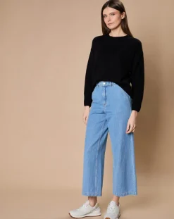 Femme Oscar et Louise Pull 100% Cachemire 4 fils Ophélie col rond noir