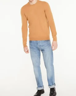 Homme Galeries Lafayette Pull 100% Cachemire Aron col rond beige