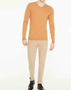Online Galeries Lafayette Pull 100% Cachemire Avy col V beige