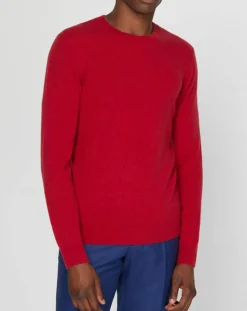 Homme Galeries Lafayette Pull 100% Cachemire Bachron col rond rouge