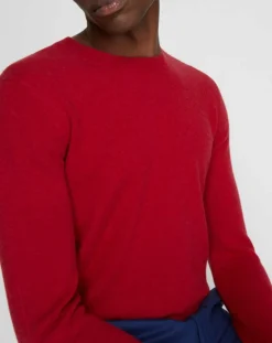 Homme Galeries Lafayette Pull 100% Cachemire Bachron col rond rouge