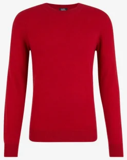 Homme Galeries Lafayette Pull 100% Cachemire Bachron col rond rouge