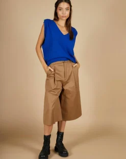 Femme Cashmere Tribu Pull 100% Cachemire Bella épaulettes bleu électrique