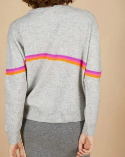 Femme Cashmere Tribu Pull 100% Cachemire Beyonce col rond gris chiné clair