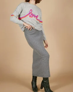 Femme Cashmere Tribu Pull 100% Cachemire Beyonce col rond gris chiné clair