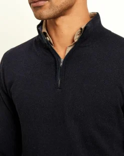 Homme Uverny Pull 100% Cachemire col camionneur Bombay bleu marine/biarritz