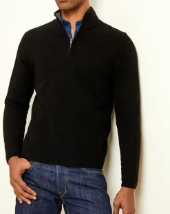 Hot Uverny Pull 100% Cachemire col camionneur Bombay noir/gris