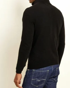 Hot Uverny Pull 100% Cachemire col camionneur Bombay noir/gris