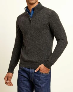 Homme Uverny Pull 100% Cachemire col camionneur Bombay anthracite/ gris clair