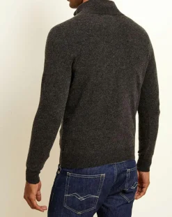 Homme Uverny Pull 100% Cachemire col camionneur Bombay anthracite/ gris clair