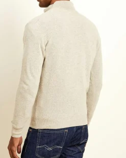 Homme Uverny Pull 100% Cachemire col camionneur Bombay beige chiné/pavé