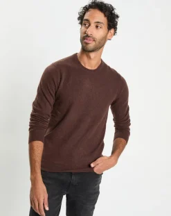 New Galeries Lafayette Pull 100% Cachemire col Rdc Uni Nachron marron