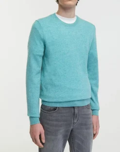 Homme Galeries Lafayette Pull 100% Cachemire col Rdc Uni Nachron bleu