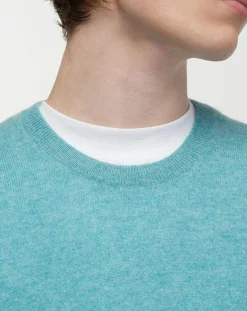 Homme Galeries Lafayette Pull 100% Cachemire col Rdc Uni Nachron bleu