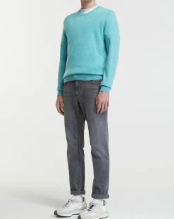 Homme Galeries Lafayette Pull 100% Cachemire col Rdc Uni Nachron bleu