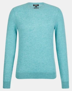 Homme Galeries Lafayette Pull 100% Cachemire col Rdc Uni Nachron bleu