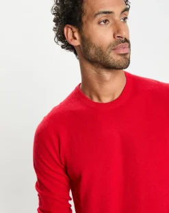 Hot Galeries Lafayette Pull 100% Cachemire col Rdc Uni Nachron rouge