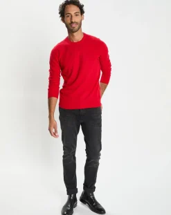 Hot Galeries Lafayette Pull 100% Cachemire col Rdc Uni Nachron rouge