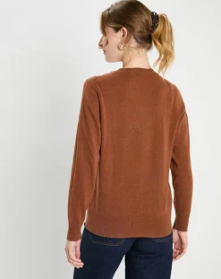 Outlet Galeries Lafayette Pull 100% Cachemire col rond Zabri marron moyen