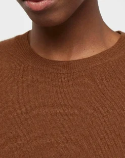 Outlet Galeries Lafayette Pull 100% Cachemire col rond Zabri marron moyen