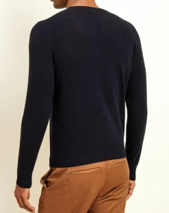 Homme Uverny Pull 100% Cachemire col rond London bleu marine