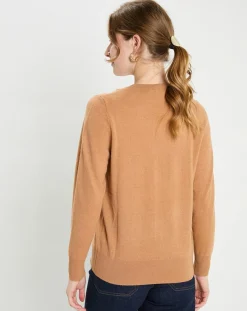 Femme Galeries Lafayette Pull 100% Cachemire col rond Zabri camel