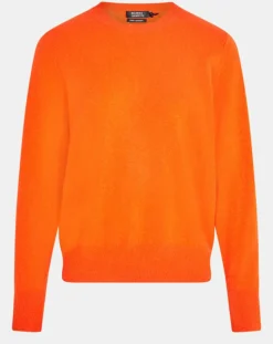 Sale Galeries Lafayette Pull 100% Cachemire col rond Zabri orange