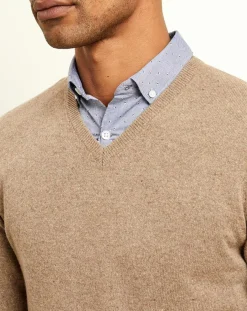 Homme Uverny Pull 100% Cachemire col V Dublin pavé