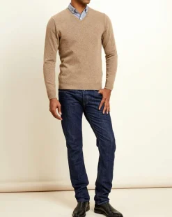Homme Uverny Pull 100% Cachemire col V Dublin pavé