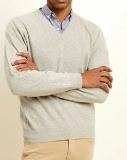 Best Uverny Pull 100% Cachemire col V gris clair