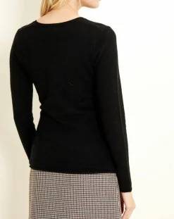 Hot Uverny Pull 100% Cachemire col V Memphis noir