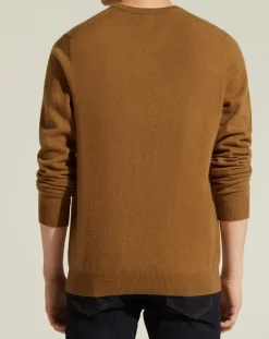 Homme Galeries Lafayette Pull 100% Cachemire col V Uni Nachve marron