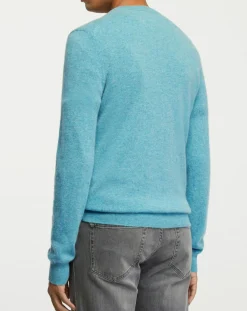 Homme Galeries Lafayette Pull 100% Cachemire col V Uni Nachve bleu