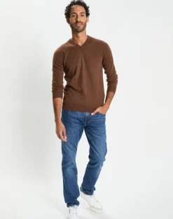 Online Galeries Lafayette Pull 100% Cachemire col V Uni Nachve marron