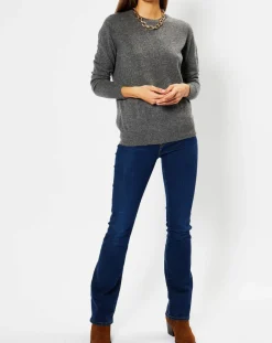 Online Galeries Lafayette Pull 100% Cachemire Fabri col rond gris foncé