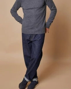 Outlet Oscar et Louise Pull 100% Cachemire Jim col roulé gris foncé