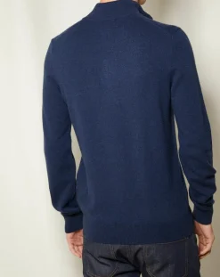 Homme Oscar et Louise Pull 100% Cachemire Jules col camionneur bleu marine