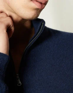 Homme Oscar et Louise Pull 100% Cachemire Jules col camionneur bleu marine