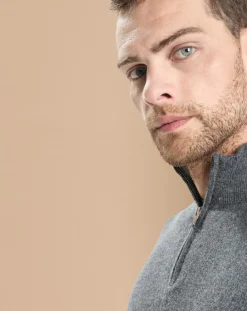 Homme Oscar et Louise Pull 100% Cachemire Jules col camionneur gris foncé