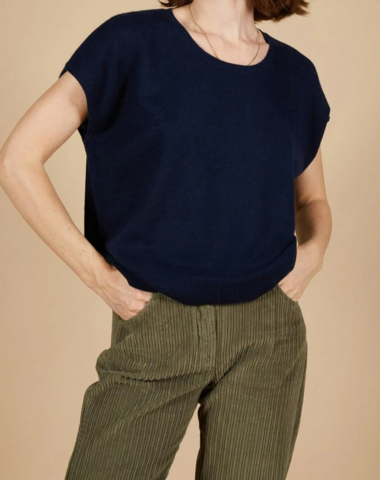 Best Cashmere Tribu Pull 100% Cachemire Laurène manches courtes nuit