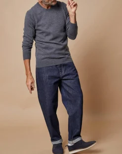 Clearance Oscar et Louise Pull 100% Cachemire Lucas col rond gris foncé