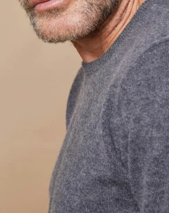 Clearance Oscar et Louise Pull 100% Cachemire Lucas col rond gris foncé