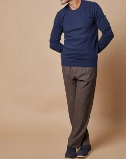 Hot Oscar et Louise Pull 100% Cachemire Lucas col rond bleu marine